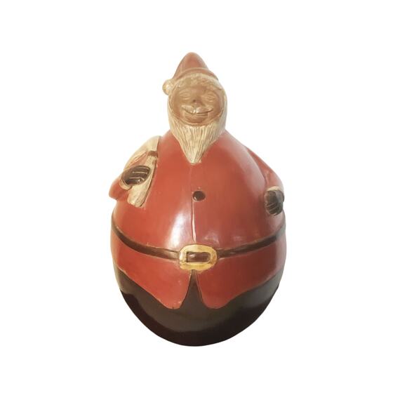 Vintage Chulucanas, Peru Signed Miguel Sullon Paz Pottery Santa 7.5" 1990s - Picture 1 of 7